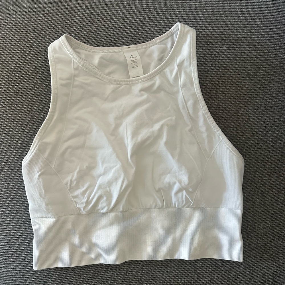 White Sleeveless Sports Bra